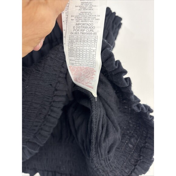 Rip Curl Blk Norah Top Large With Tags Smocking Ties Beach - Picture 10 of 15